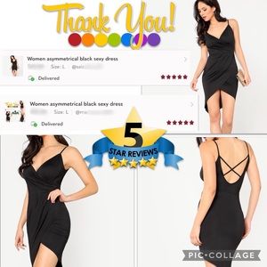 Women asymmetrical black sexy dress